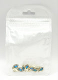 Queen - Nail Charms 10pc - #184 Gold Blue Iridescent Leafs with Crystals