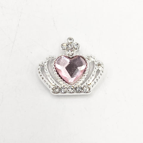 Queen - Nail Charms 10pc - #127 Silver Pink Heart Crowns