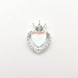 Queen - Nail Charms 10pc - #373 Silver Light Pink Iridescent Small Hearts with Crown