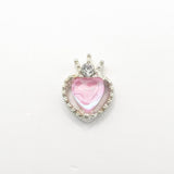 Queen - Nail Charms 10pc - #372 Silver Pink Iridescent Small Hearts with Crown