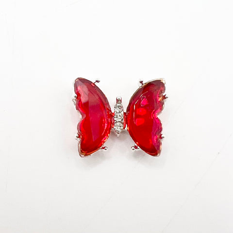 Queen - Nail Charms 10pc - #321 Silver Red Butterflies