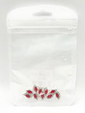 Queen - Nail Charms 10pc - #181 Silver Red Leafs with Crystals