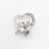 Queen - Nail Charms 10pc - #094 Silver "Love" Iridescent Crystal Hearts