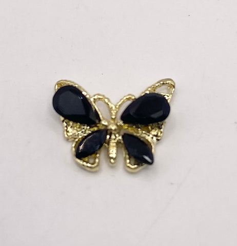 Queen - Nail Charms 10pc - #026 Gold Black Crystal Butterflies