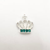 Queen - Nail Charms 10pc - #348 Silver Green Crystal Crowns