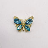 Queen - Nail Charms 10pc - #029 Gold Teal Small Crystal Butterflies