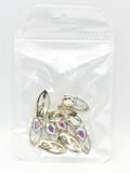 Queen - Nail Charms 10pc - #018 Gold Iridescent Gem Fingernail Charms with Crystals Outline