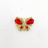 Queen - Nail Charms 10pc - #115 Gold Ruby Gem Butterflies