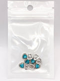 Queen - Nail Charms 10pc - #057 Silver Teal Hearts