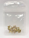 Queen - Nail Charms 10pc - #028 Gold Pink Crystal Butterflies