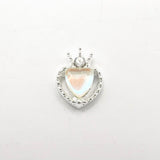 Queen - Nail Charms 10pc - #374 Silver Orange Iridescent Small Hearts with Crown