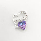 Queen - Nail Charms 10pc - #092 Silver "Love" Purple Crystal Hearts