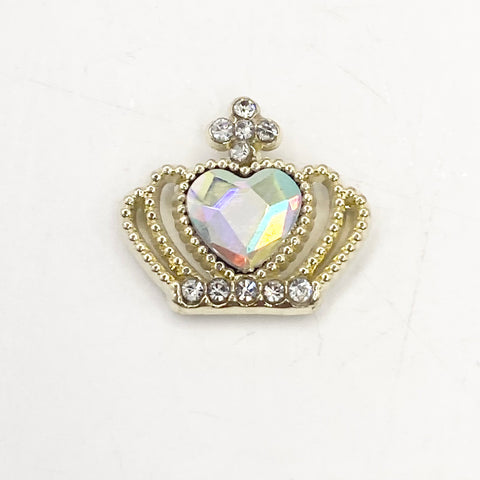 Queen - Nail Charms 10pc - #142 Gold Iridescent Heart Crowns