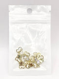 Queen - Nail Charms 10pc - #090 Gold "Love" White Crystal Hearts