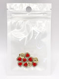 Queen - Nail Charms 10pc - #054 Gold Red Hearts