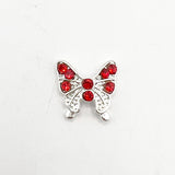 Queen - Nail Charms 10pc - #149 Silver Butterflies w/ Red Stones