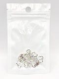 Queen - Nail Charms 10pc - #094 Silver "Love" Iridescent Crystal Hearts