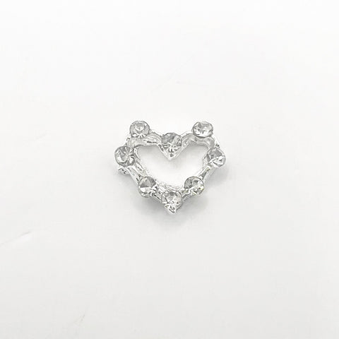 Queen - Nail Charms 10pc - #205 Silver Crystal Outlined Hearts