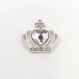 Queen - Nail Charms 10pc - #136 Silver Clear Heart Crowns