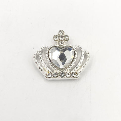 Queen - Nail Charms 10pc - #136 Silver Clear Heart Crowns