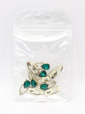 Queen - Nail Charms 10pc - #017 Gold Emerald Gem Fingernail Charms with Crystals Outline