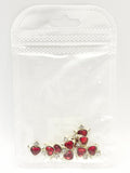 Queen - Nail Charms 10pc - #234 Gold Winged Red Heart Crystals