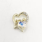 Queen - Nail Charms 10pc - #097 Gold "Love" Iridescent Crystal Hearts