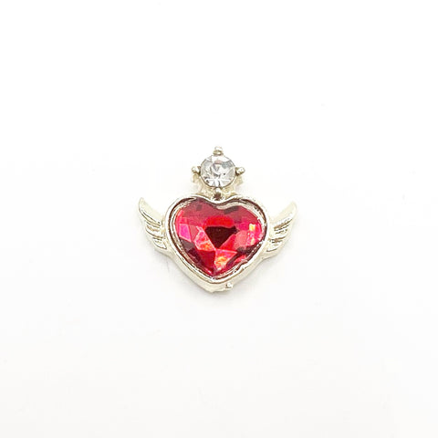 Queen - Nail Charms 10pc - #234 Gold Winged Red Heart Crystals