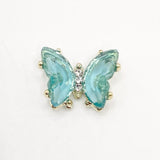 Queen - Nail Charms 10pc - #119 Gold Teal Butterflies