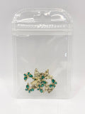 Queen - Nail Charms 10pc - #022 Gold Green Small Crystal Butterflies