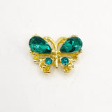 Queen - Nail Charms 10pc - #112 Gold Dark Green Gem Butterflies