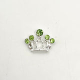 Queen - Nail Charms 10pc - #161 Silver Tiaras with Light Green Stones