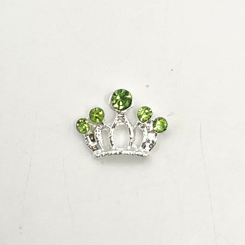 Queen - Nail Charms 10pc - #161 Silver Tiaras with Light Green Stones