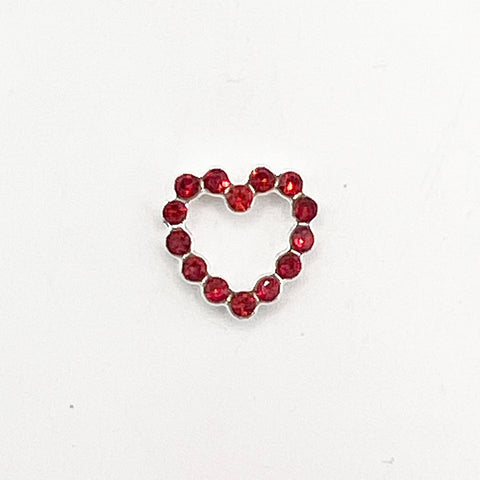 Queen - Nail Charms 10pc - #146 Silver Hearts with Red Crystals