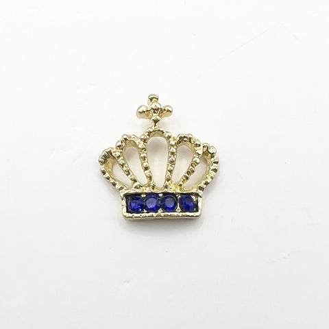 Queen - Nail Charms 10pc - #345 Gold Blue Crystal Crowns