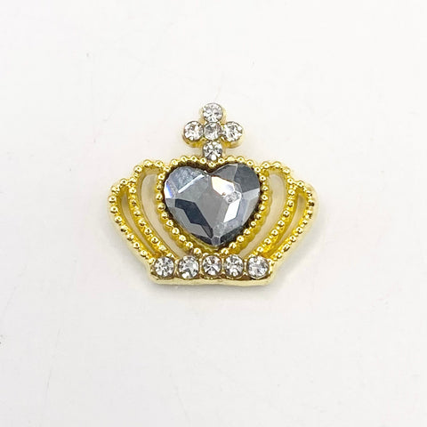 Queen - Nail Charms 10pc - #135 Gold Smokey Heart Crowns