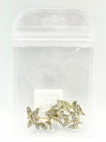 Queen - Nail Charms 10pc - #121 Gold Butterflies w/ White Stones