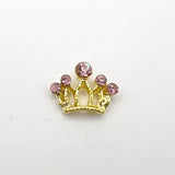 Queen - Nail Charms 10pc - #360 Gold Pink Stone Crowns