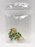 Queen - Nail Charms 10pc - #025 Gold Green Crystal Butterflies