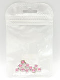 Queen - Nail Charms 10pc - #372 Silver Pink Iridescent Small Hearts with Crown