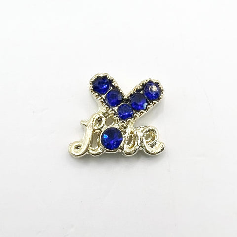 Queen - Nail Charms 10pc - #221 Gold “Love” Blue Hearts