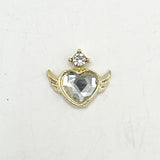 Queen - Nail Charms 10pc - #191 Gold Winged White Heart Crystals