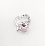 Queen - Nail Charms 10pc - #091 Silver "Love" Pink Crystal Hearts