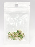 Queen - Nail Charms 10pc - #087 Gold "Love" Green Crystal Hearts