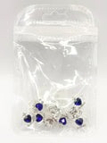 Queen - Nail Charms 10pc - #131 Silver Sapphire Heart Crowns