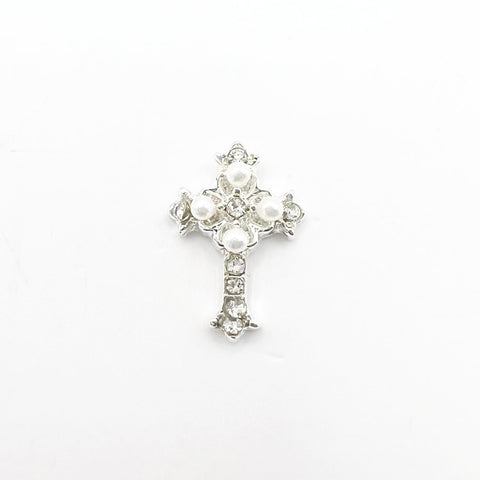 Queen - Nail Charms 10pc - #387 Silver Pearl Crosses