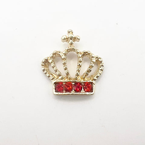 Queen - Nail Charms 10pc - #347 Gold Red Crystal Crowns