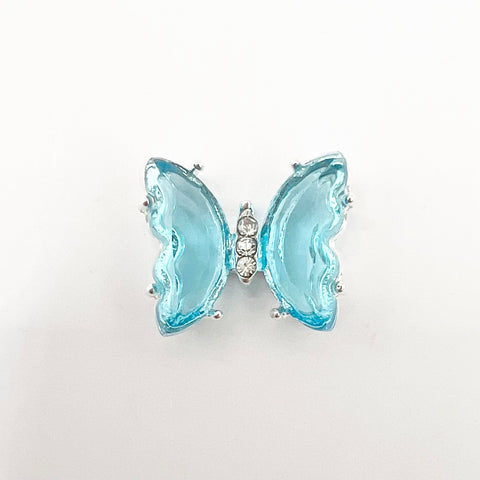 Queen - Nail Charms 10pc - #330 Silver Sky Blue Butterflies