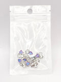 Queen - Nail Charms 10pc - #092 Silver "Love" Purple Crystal Hearts