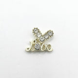 Queen - Nail Charms 10pc - #218 Gold “Love” White Hearts